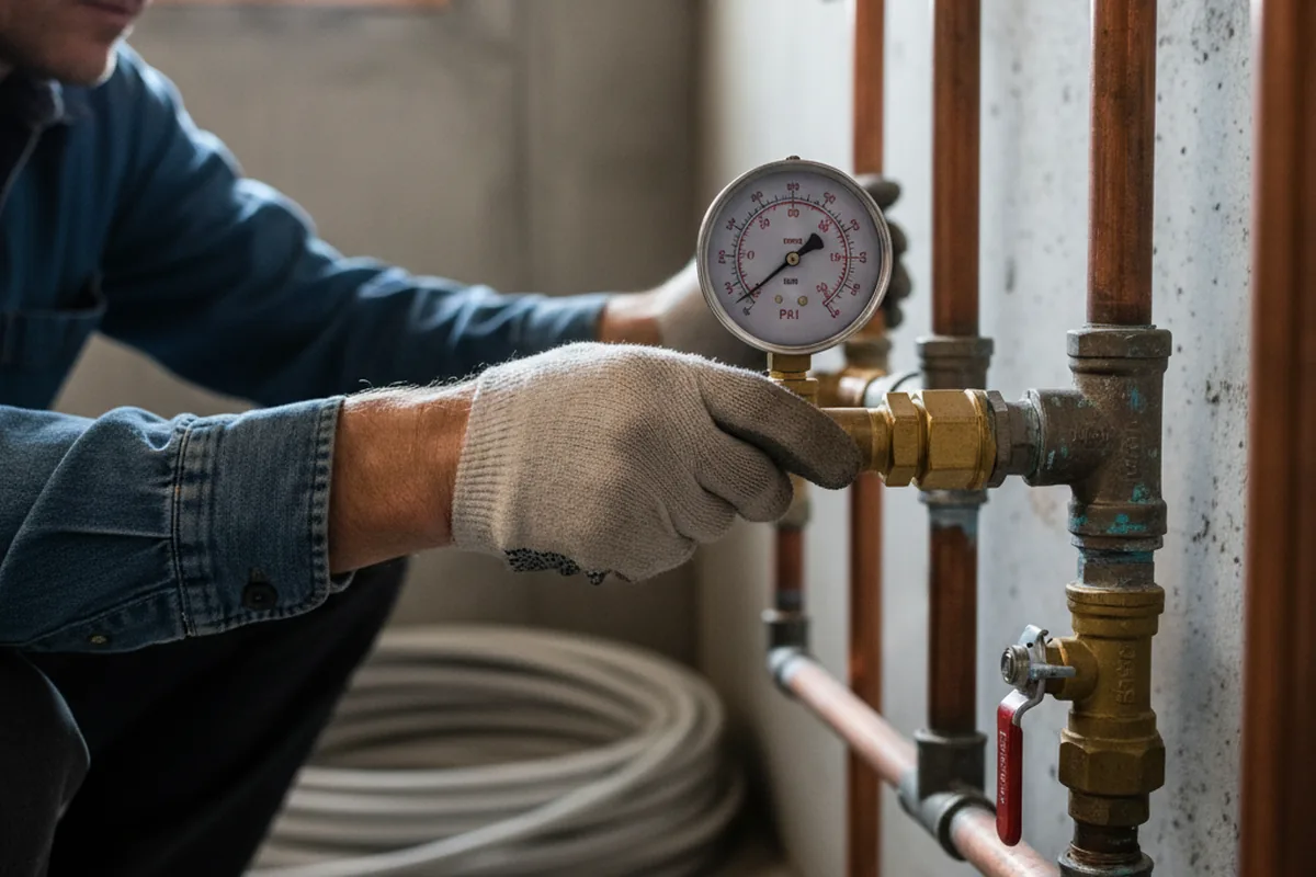 Pressure testing a repaired line during Water Line Repair in Garnett